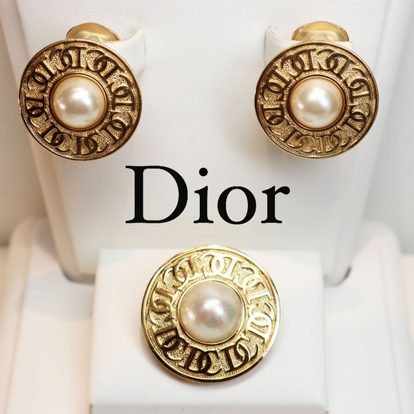 Dior Jewelry - ⚜️ VINTAGE CHRISTIAN DIOR LOGO FAUX PEARL EARRINGS